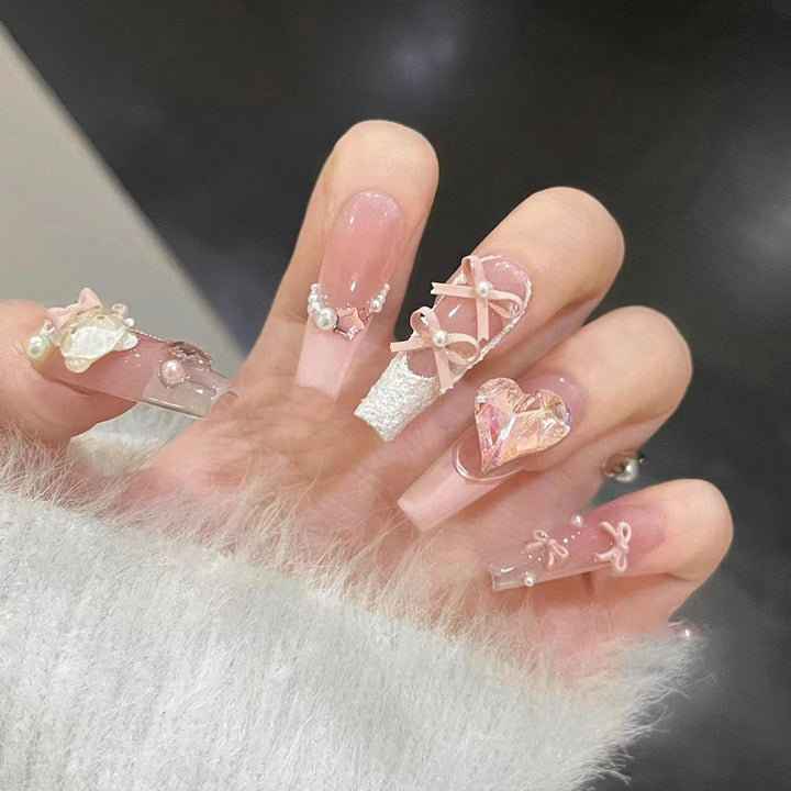 Decorative Press-On Nail Set with Charming Accents Stornfield