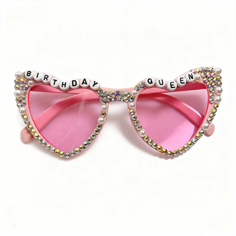 Decorative Rhinestone-Embellished Heart-Shaped Sunglasses Stornfield