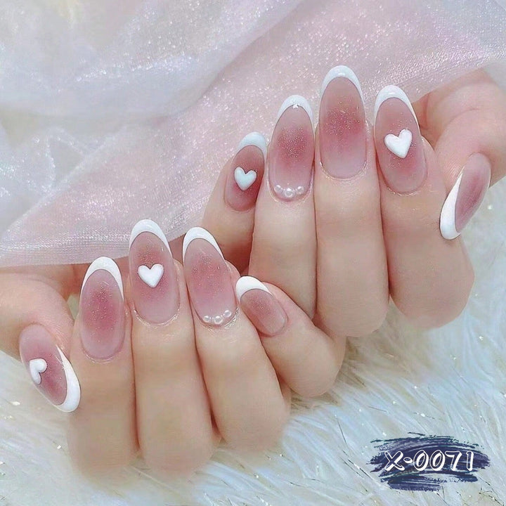 Heart-Patterned Acrylic Nail Art Set