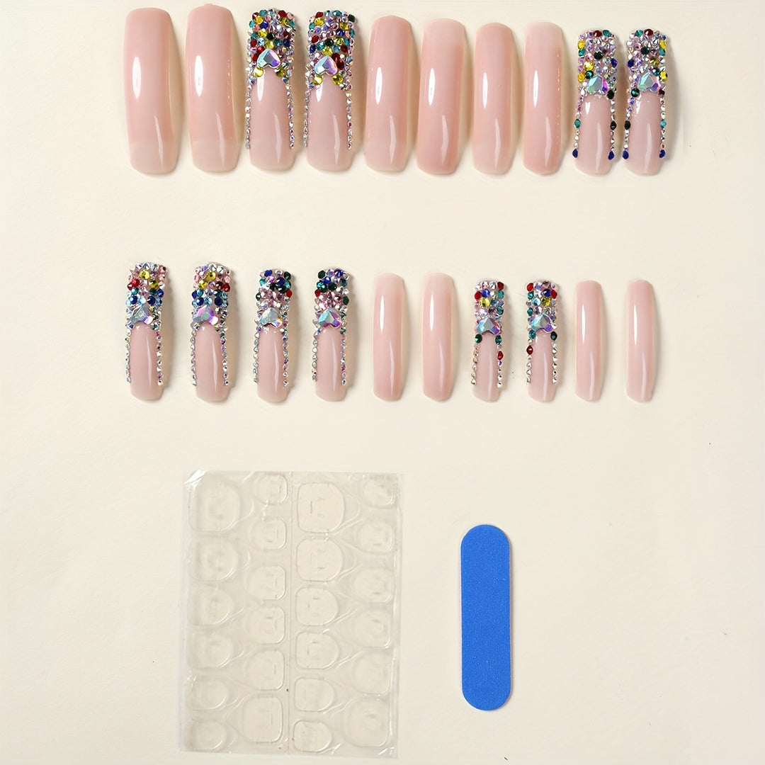 3D Decorative Press-On Nail Extensions with Sparkling Gem Accents Stornfield
