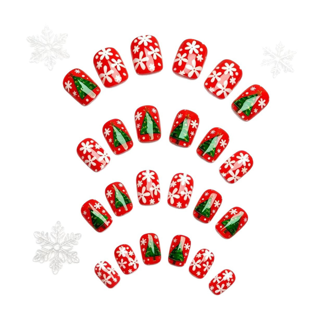 Artificial nails with festive Christmas tree design Stornfield