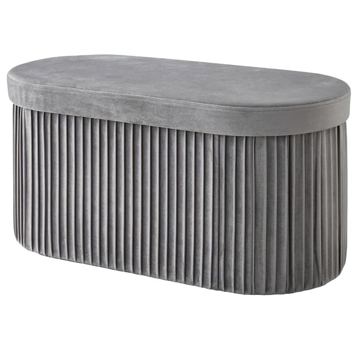Velvet Textured Storage Ottoman Stornfield