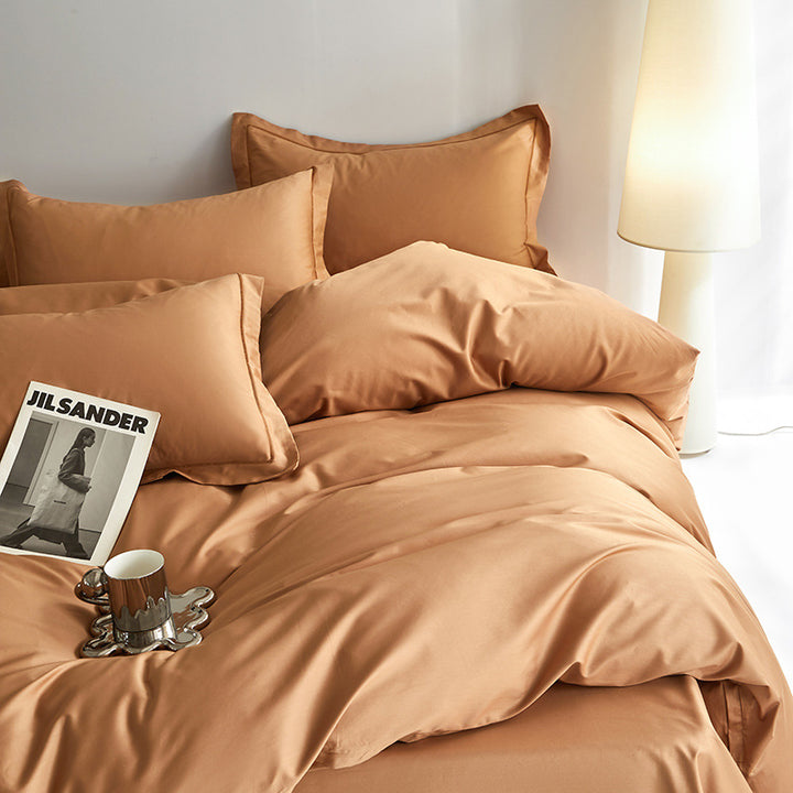 Premium cotton satin bed linen set with fine sheen and hotel closure