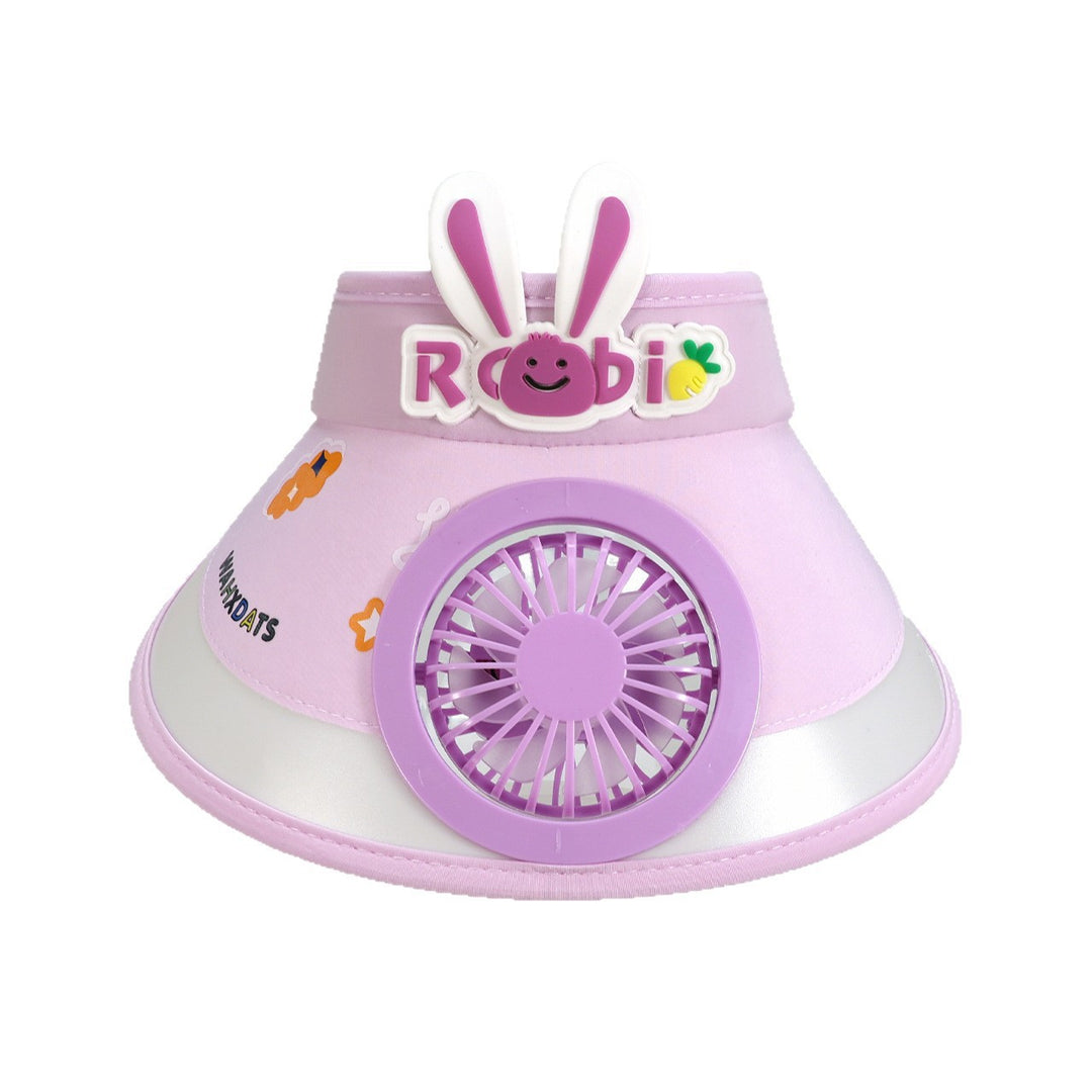 Sun protection with integrated battery fan, adjustable chin strap and cute bunny design Stornfield