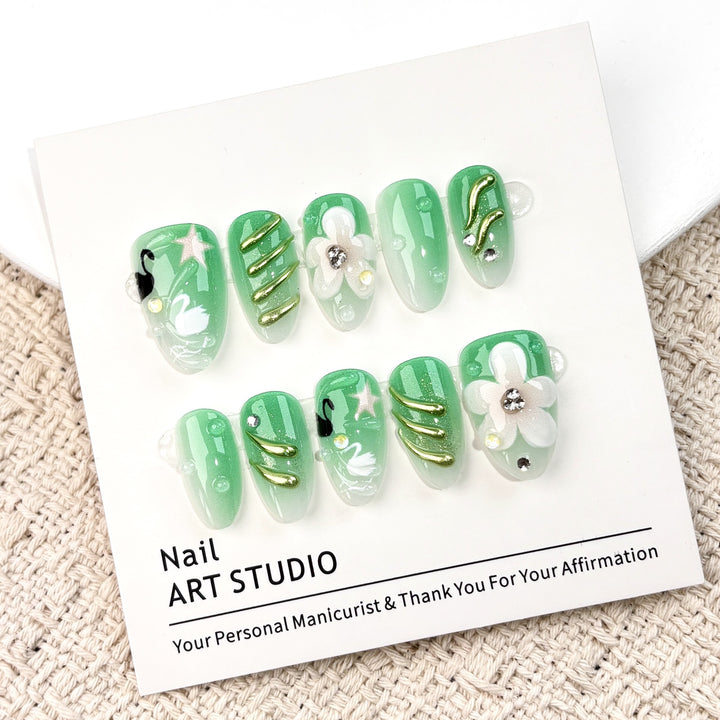 Artistic Floral Press-On Nails Set