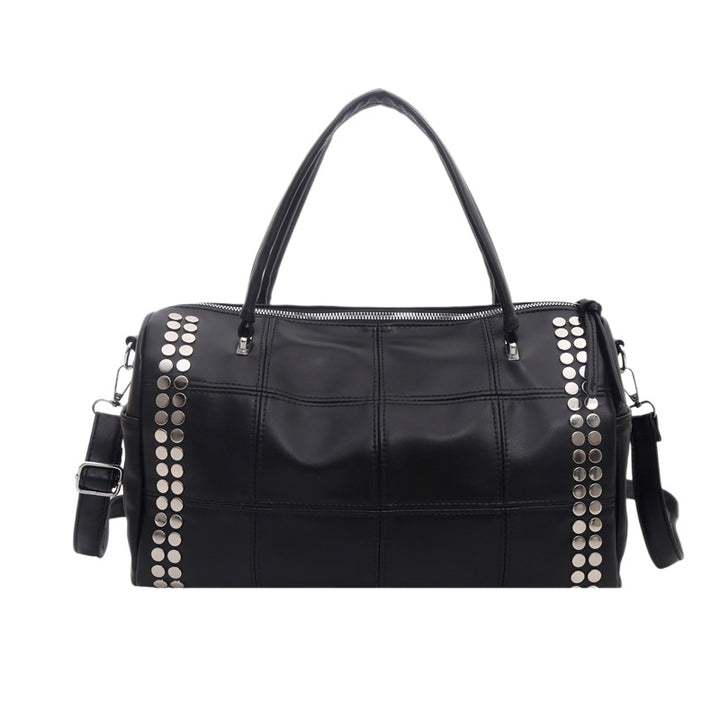 Studded Faux Leather Duffel Bag