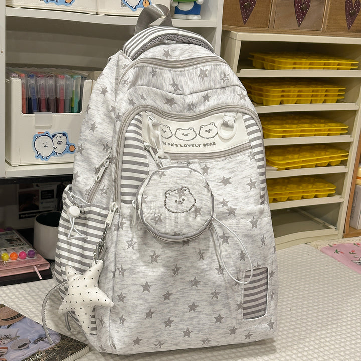Multi-Pocket Star-Patterned Backpack Stornfield