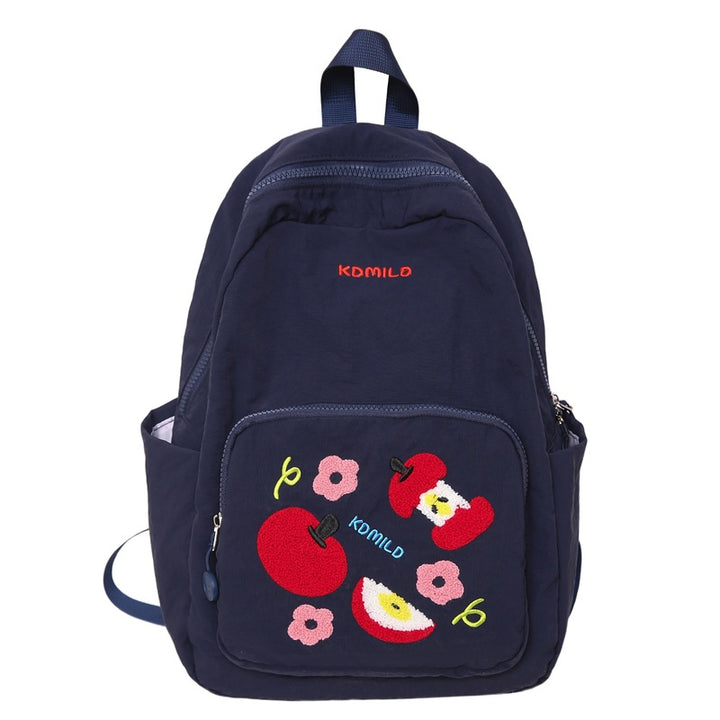 Casual Embroidered Apple Print School Backpack Stornfield