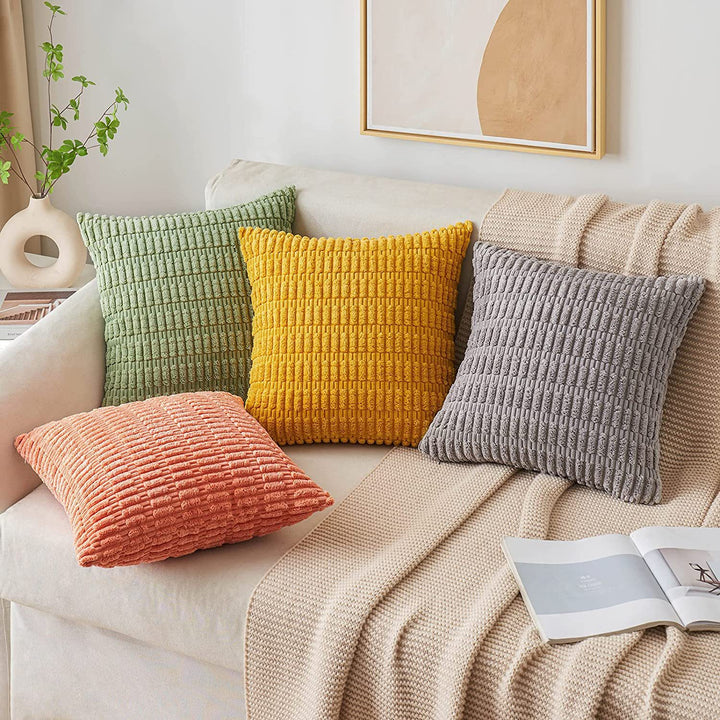 Textured Chenille Square Throw Pillow Cover with Hidden Zipper