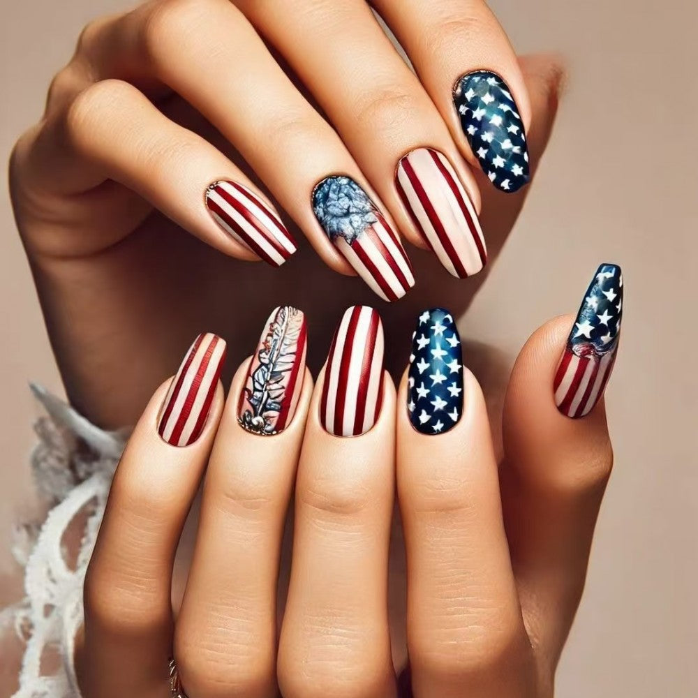 Creative artificial nails with patriotic design Stornfield
