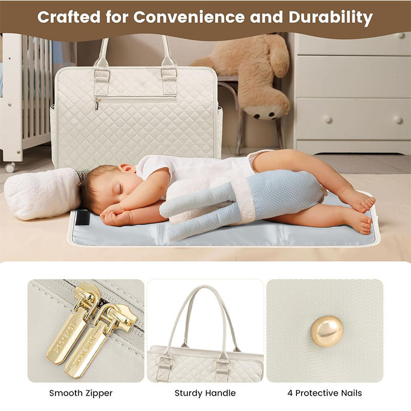 Padded handbag with detachable cosmetic pouch and organizer Stornfield