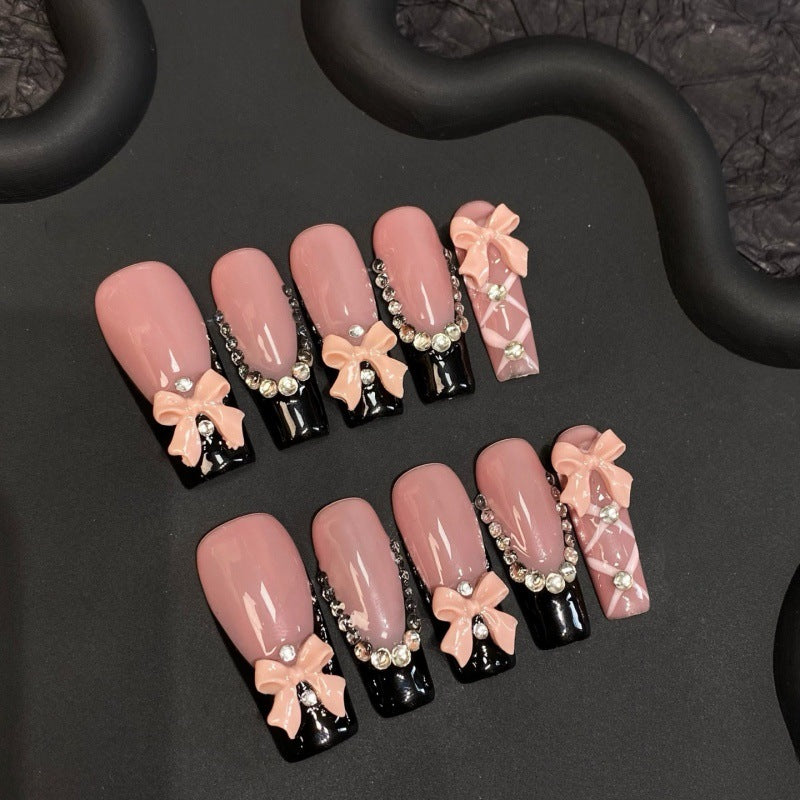 Bow-Accented Elegant Press-On Nails