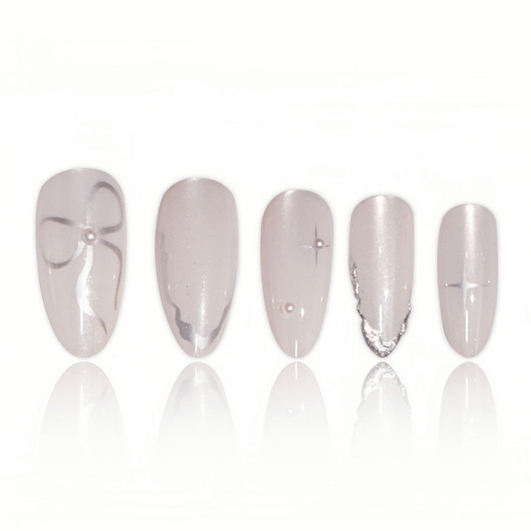 Elegant Stiletto Nail Art Extensions with Silver Accents Stornfield