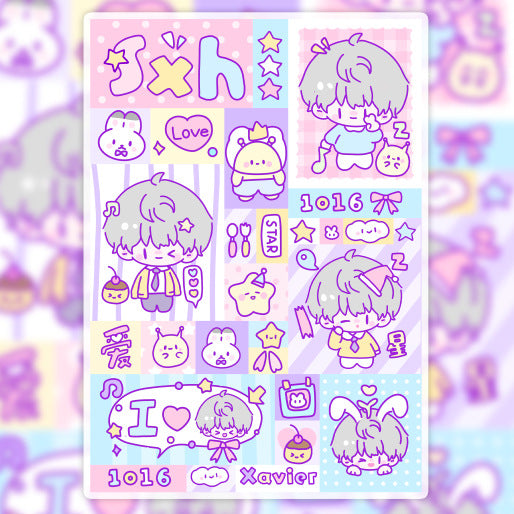 Cute Cartoon Style Sticker Sheet