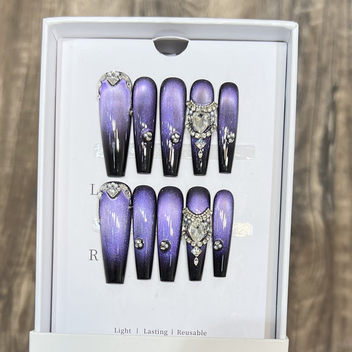 Decorative Press-On Nail Art Set with Gemstone Accents Stornfield