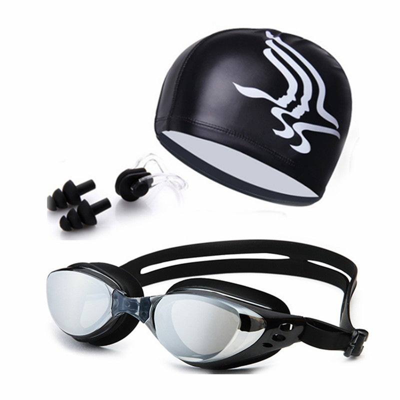 Swim set with hydrodynamic swimming goggles and Stornfield swim cap
