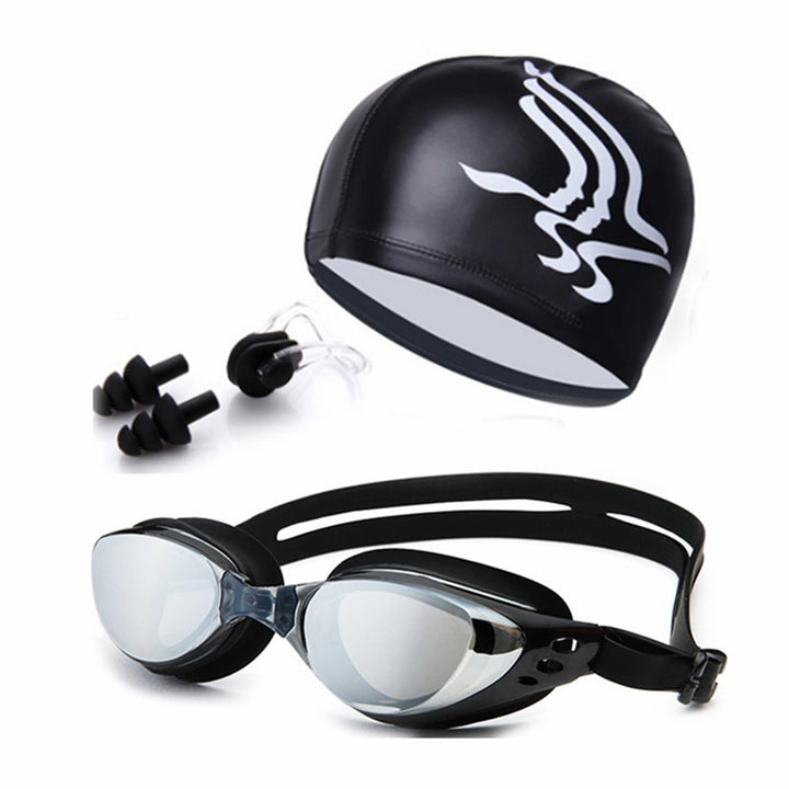 Swim set with hydrodynamic swimming goggles and Stornfield swim cap