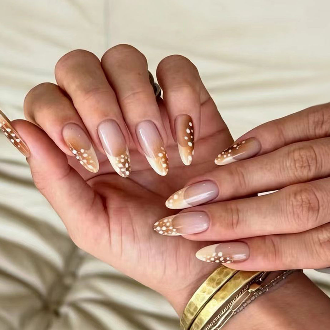 Elegant artificial nails with trendy ombre design and creative accents Stornfield