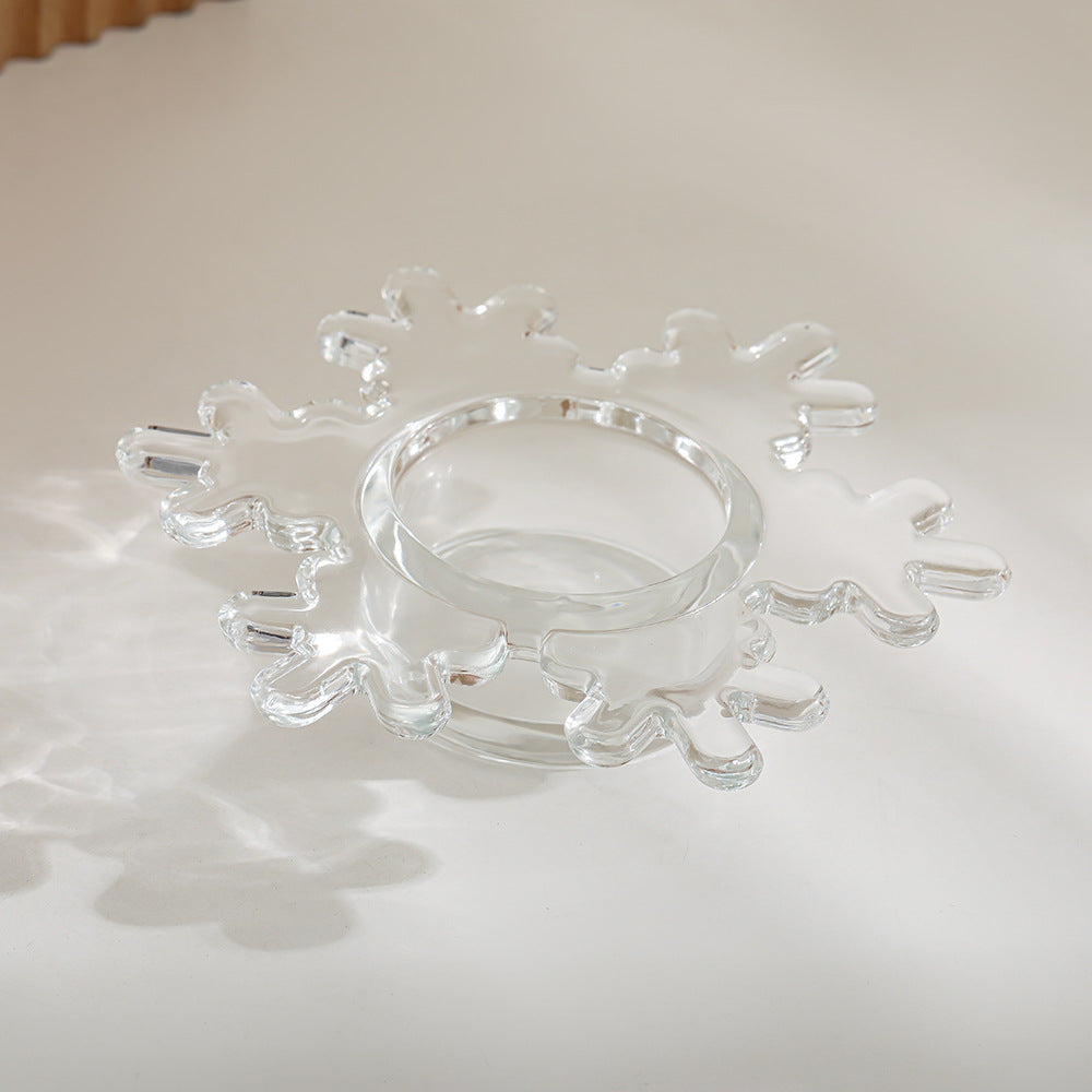 Snowflake-Shaped Glass Tealight Candle Holder Stornfield