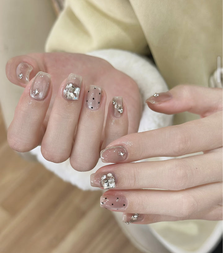 Artistic Floral and Gemstone Press-On Nails Stornfield