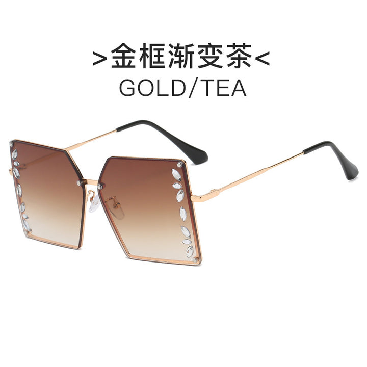 Women's futuristic sunglasses with striking hexagonal frame and high-quality glitter accents Stornfield