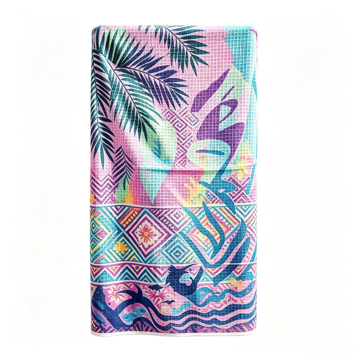 Multifunctional beach blanket with appealing tropical pattern Stornfield