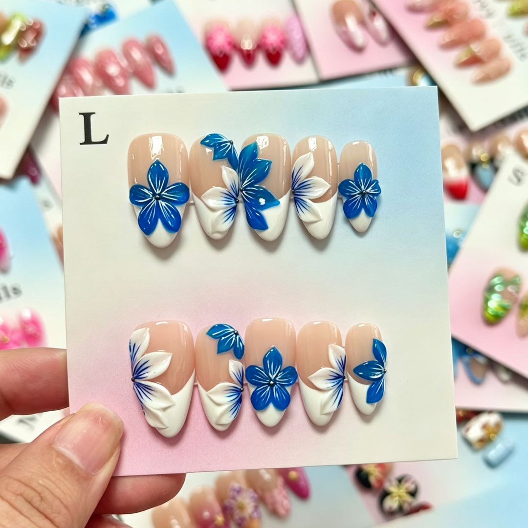 Handmade Floral Design Press-On Nails Set