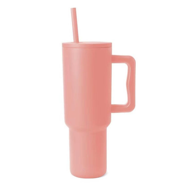 Women thermos cup with ergonomic handle and integrated straw Stornfield