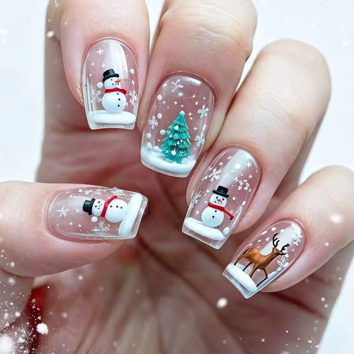 Artificial nails with festive winter design Stornfield