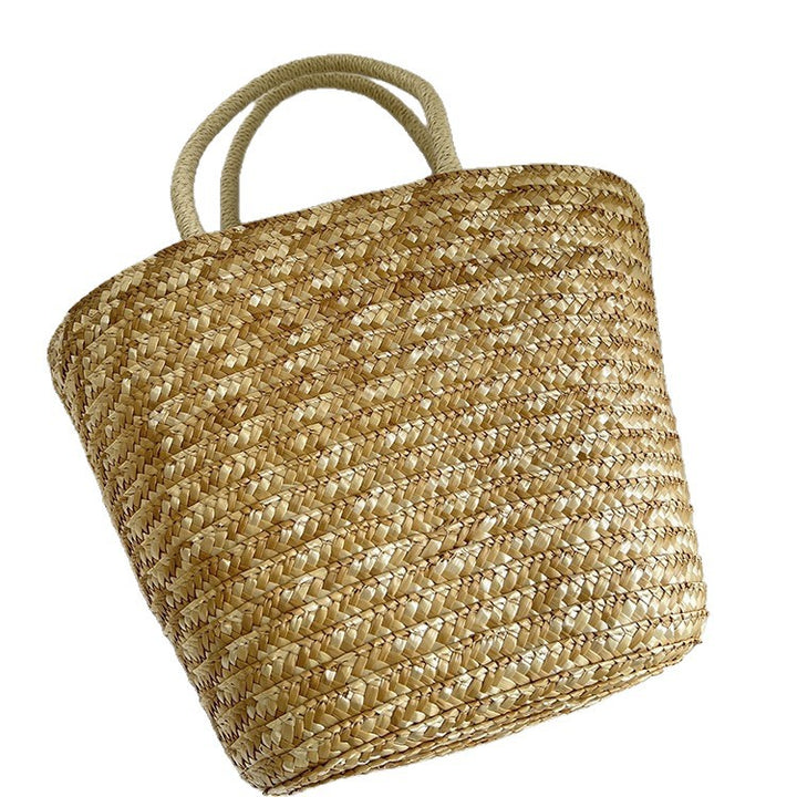 Handmade straw bag with colorful lemon motif Stornfield