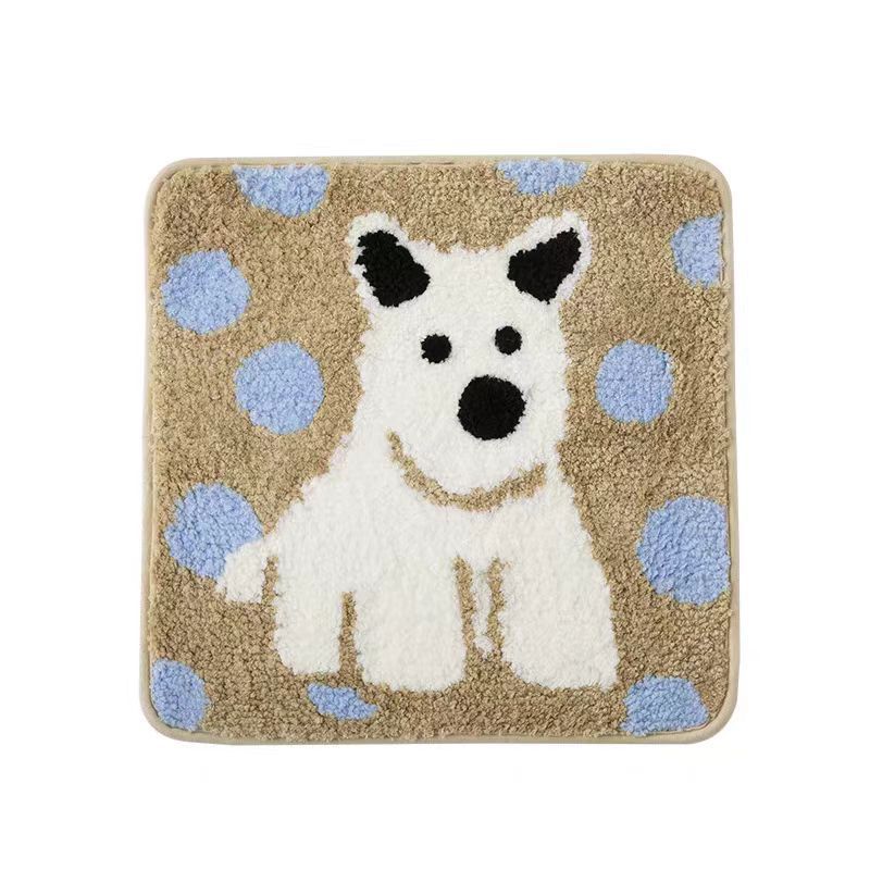 Plush Non-Slip Cotton Bath Mat with Hand-Tufted Cottage House Design
