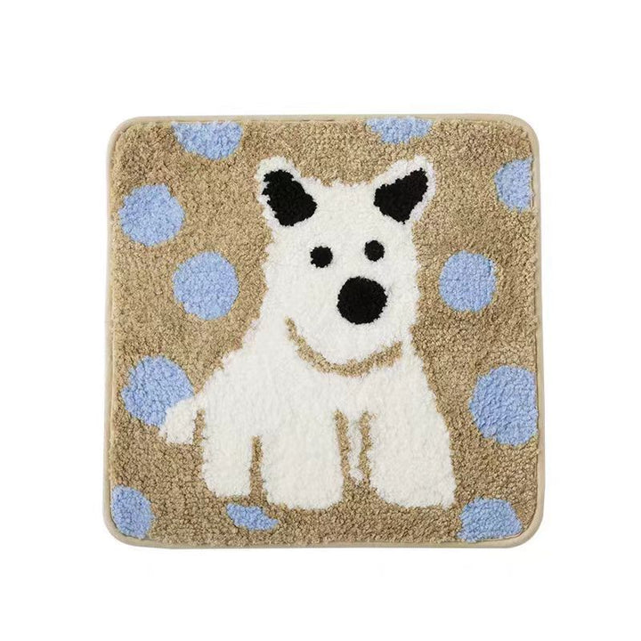 Plush Non-Slip Cotton Bath Mat with Hand-Tufted Cottage House Design