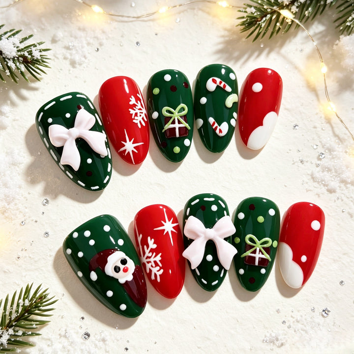 Decorative Press-On Nail Art Set with Christmas Theme