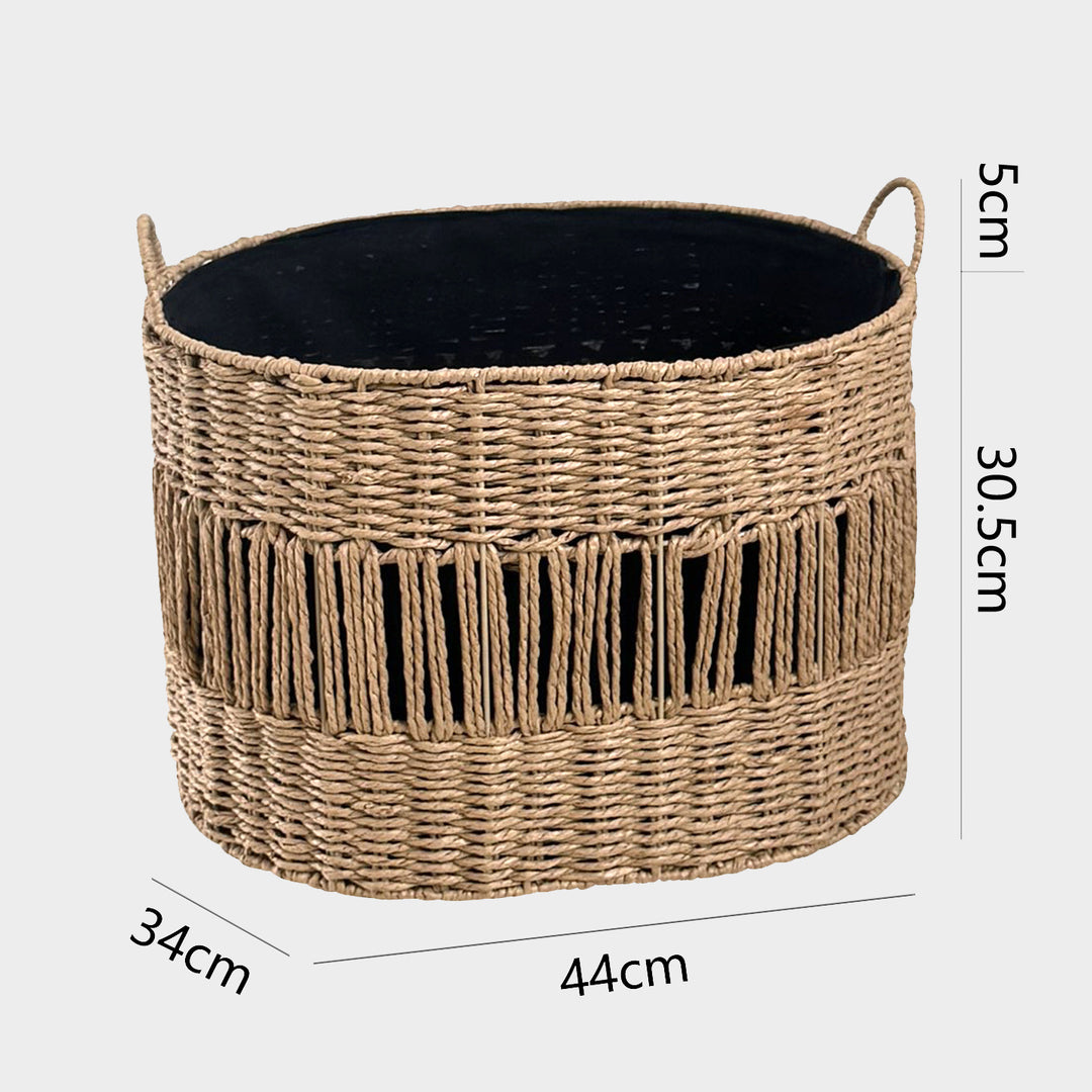 Decorative storage basket with fringes Stornfield