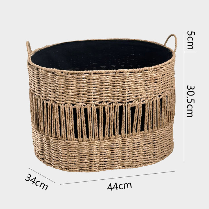 Decorative storage basket with fringes Stornfield