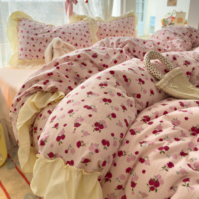 Floral Ruffled Bedding Comforter Set