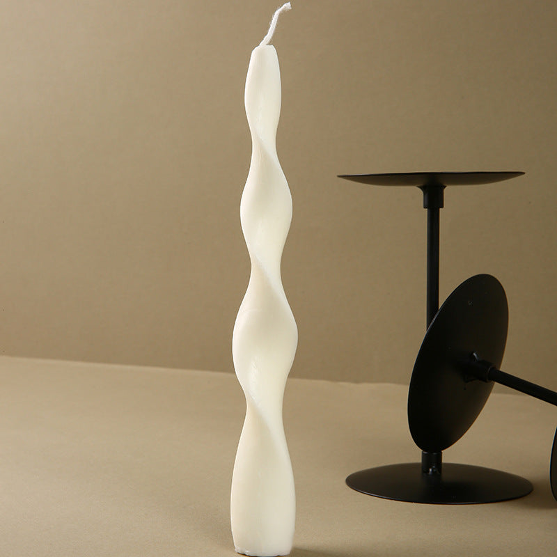 Hand-Poured Sculptural Twisted Taper Candle for Home Decor