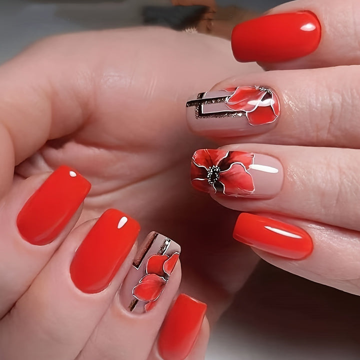 Creative Art Nails with Stylish Poppy Flower Design Stornfield