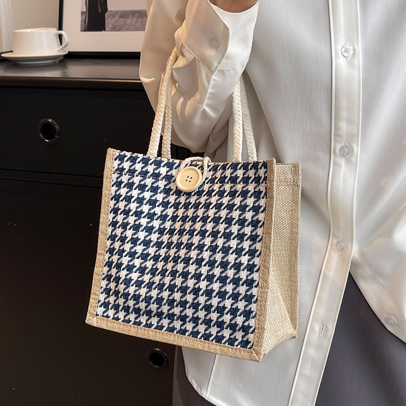 Handcrafted Houndstooth Tote Bag