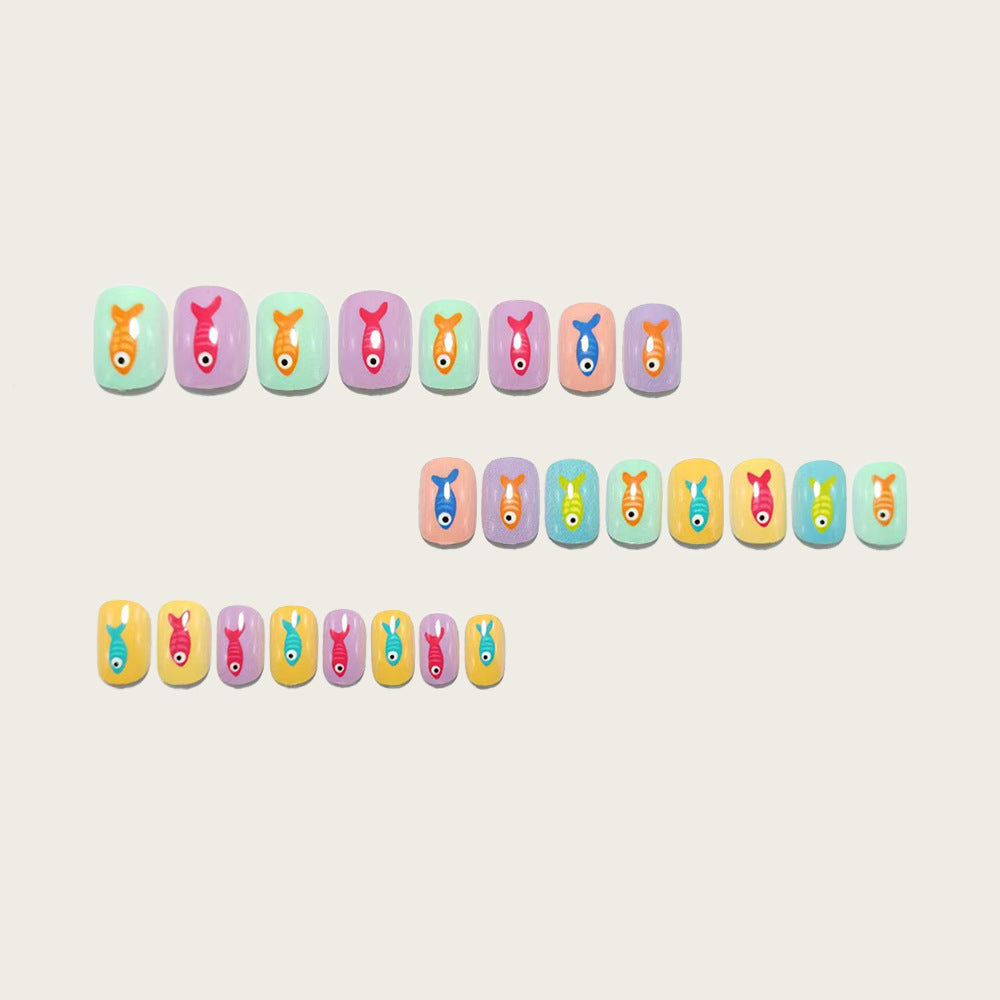 Creative artificial nails with playful fish design Stornfield