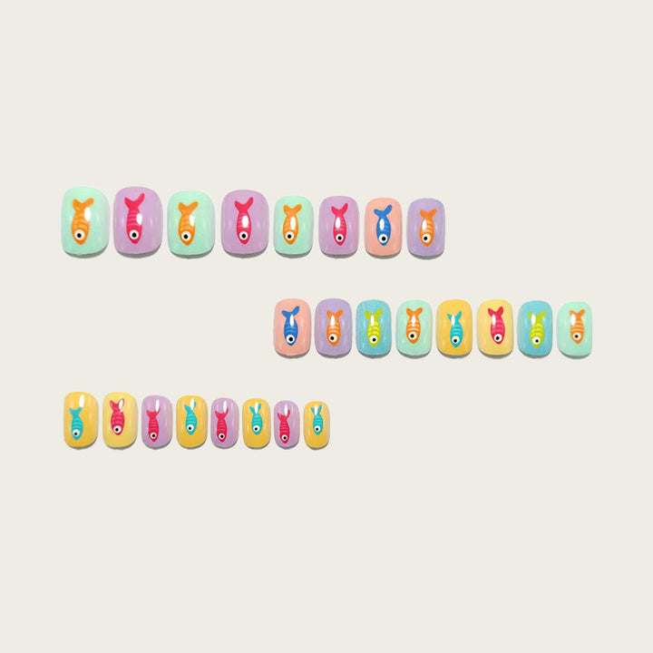 Creative artificial nails with playful fish design Stornfield