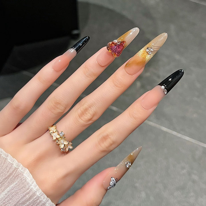 Artistic 3D Butterfly and Gem Nail Extensions Stornfield