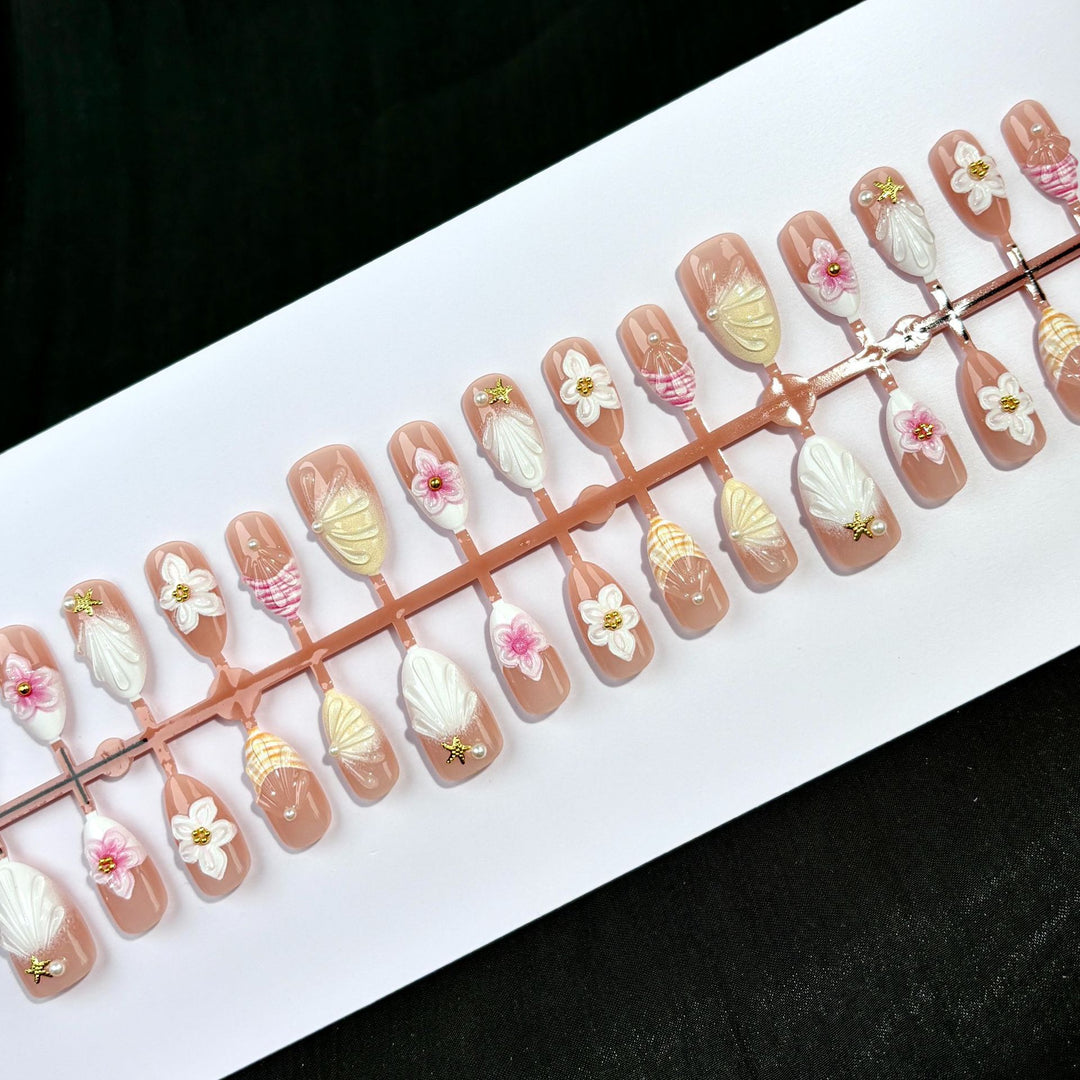 Floral Artwork Press-On Nail Set
