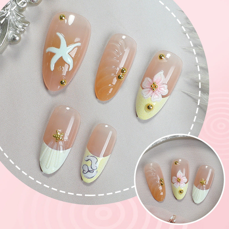 Decorative Beach-Themed Press-On Nail Set