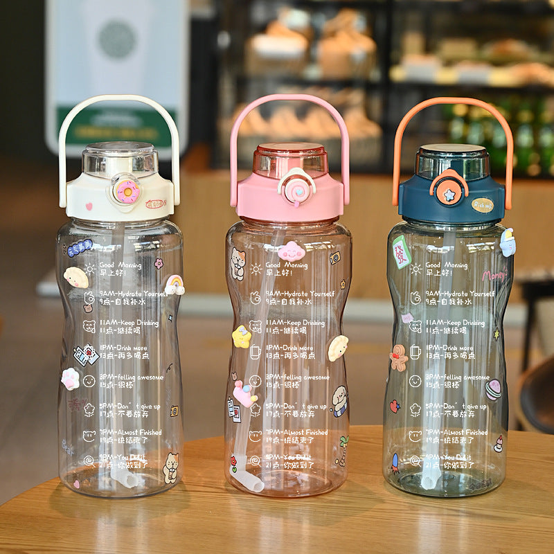 Women’s water bottle with integrated time marking and practical carrying handle Stornfield