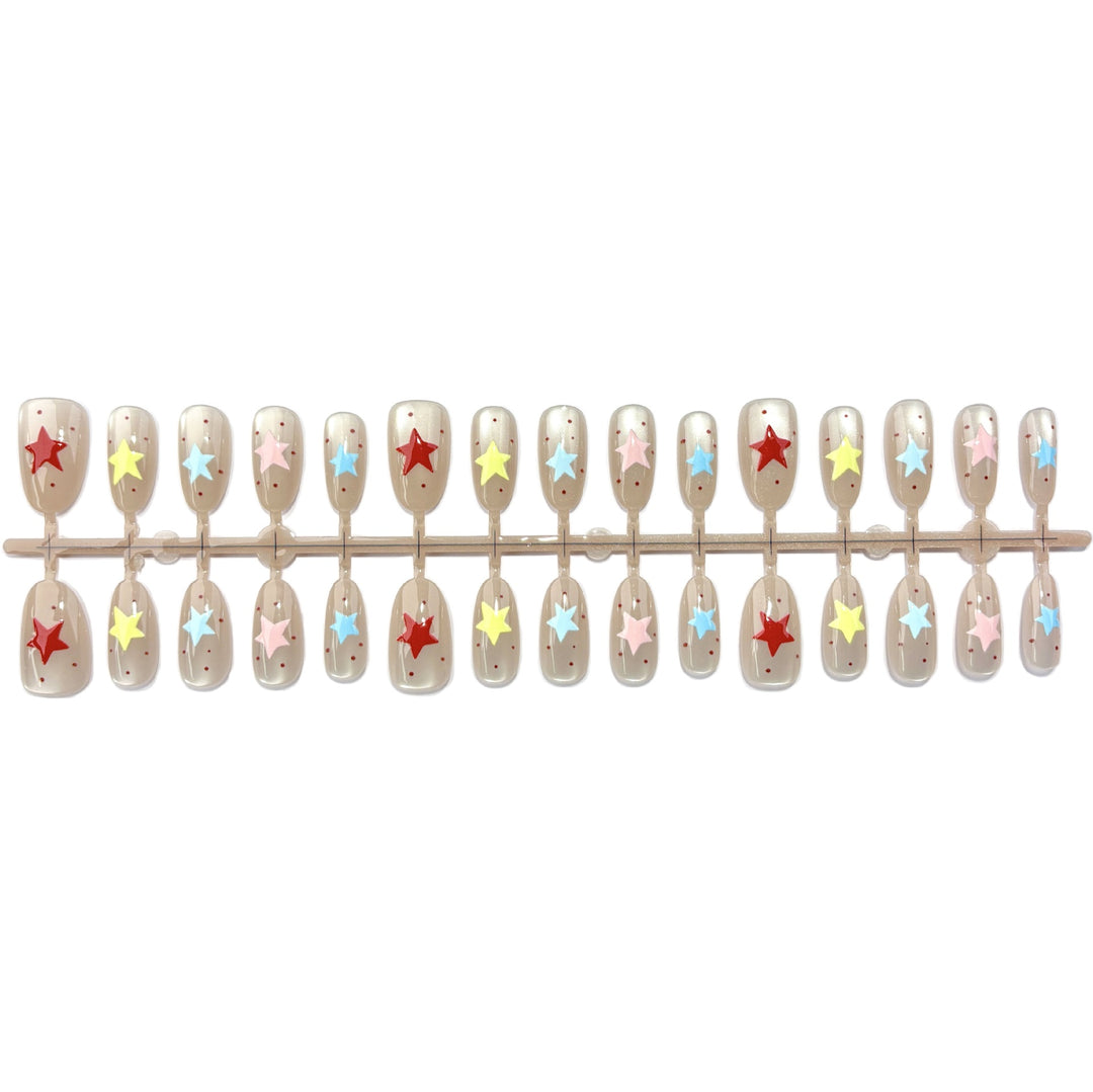 Artistic Star-Design Press-On Nail Set