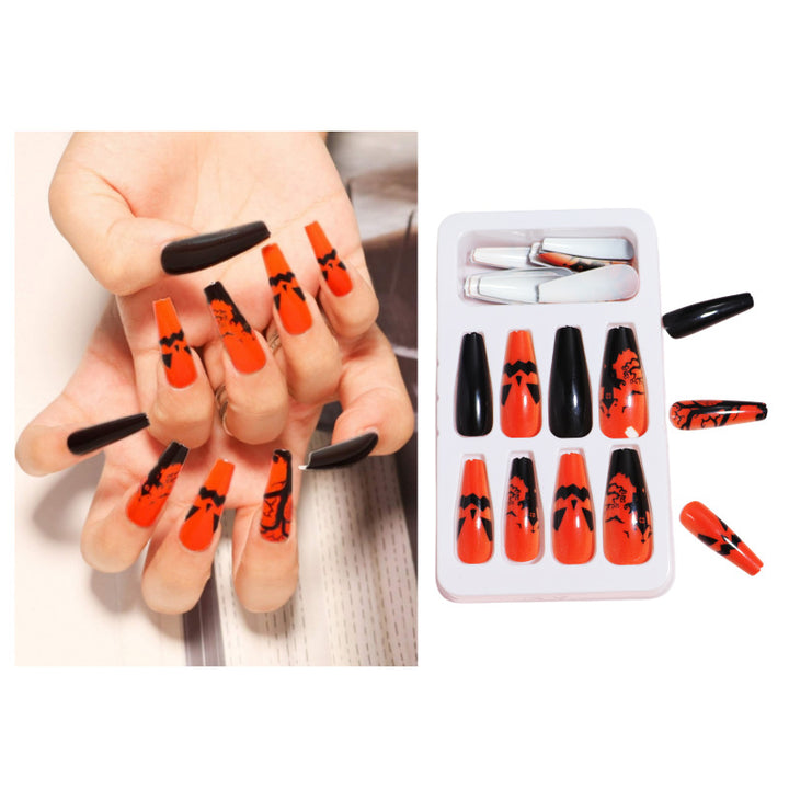 Artistic Press-On Nail Design with Dripping Effect Stornfield