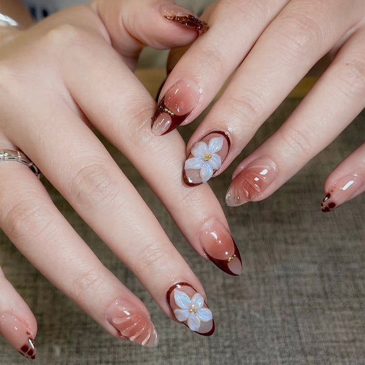 Elegant artificial nails with floral decor Stornfield