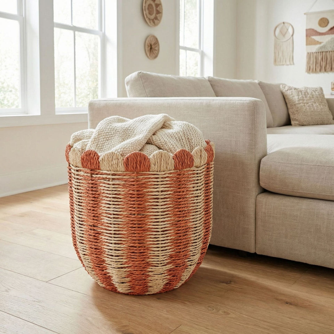 Handwoven storage basket with wave edge Stornfield