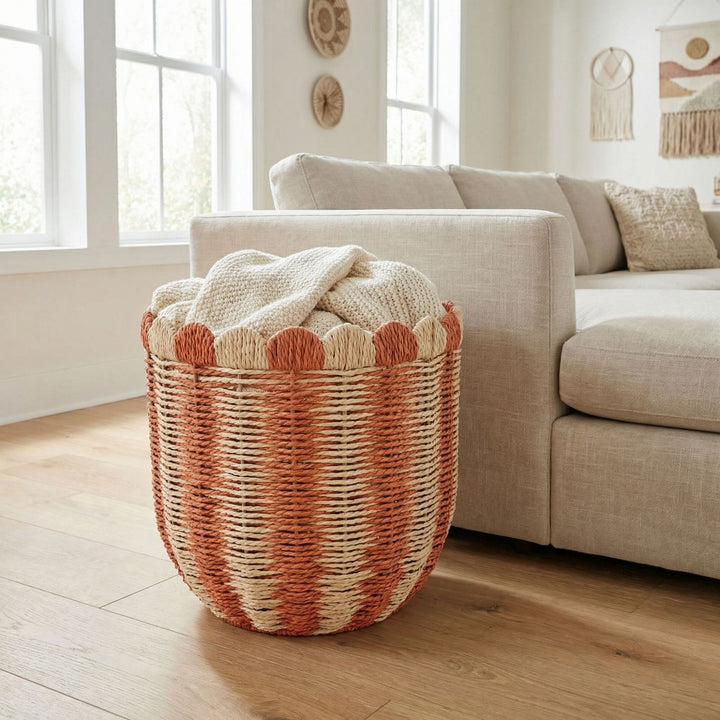 Handwoven storage basket with wave edge Stornfield